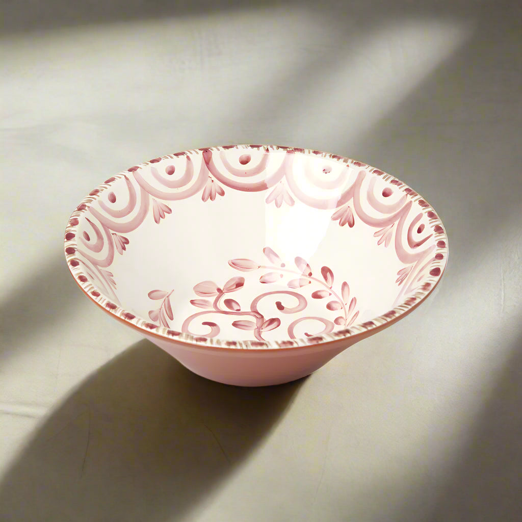 Abigails Casa Nuno Pink and White Medium Serving Bowl