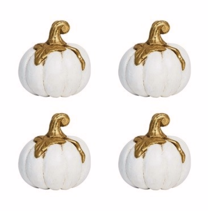 Juliska Forest Walk White & Gold Pumpkin Place Card Holders, Set of 4