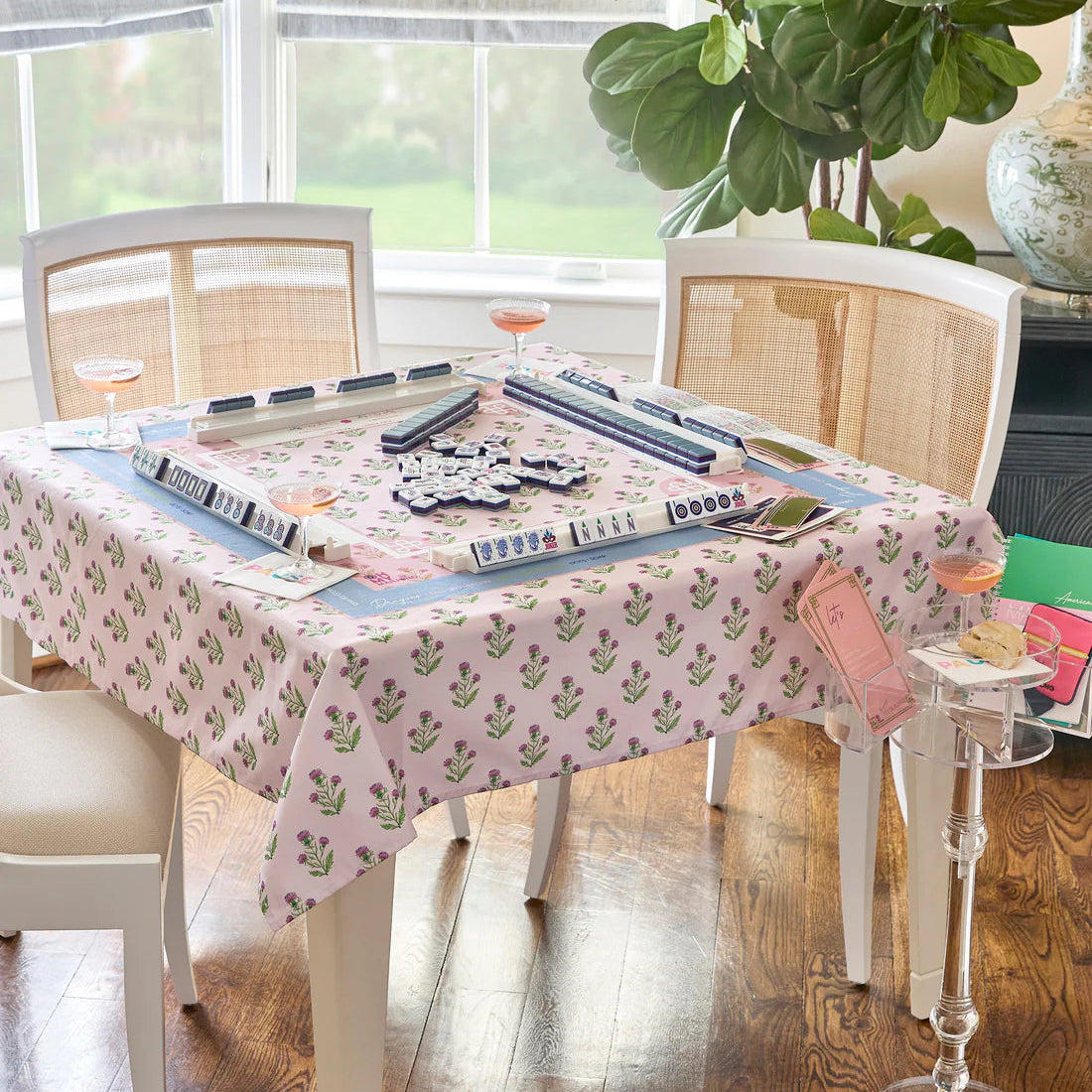 Purple Thistle Mahjong Tablecloth