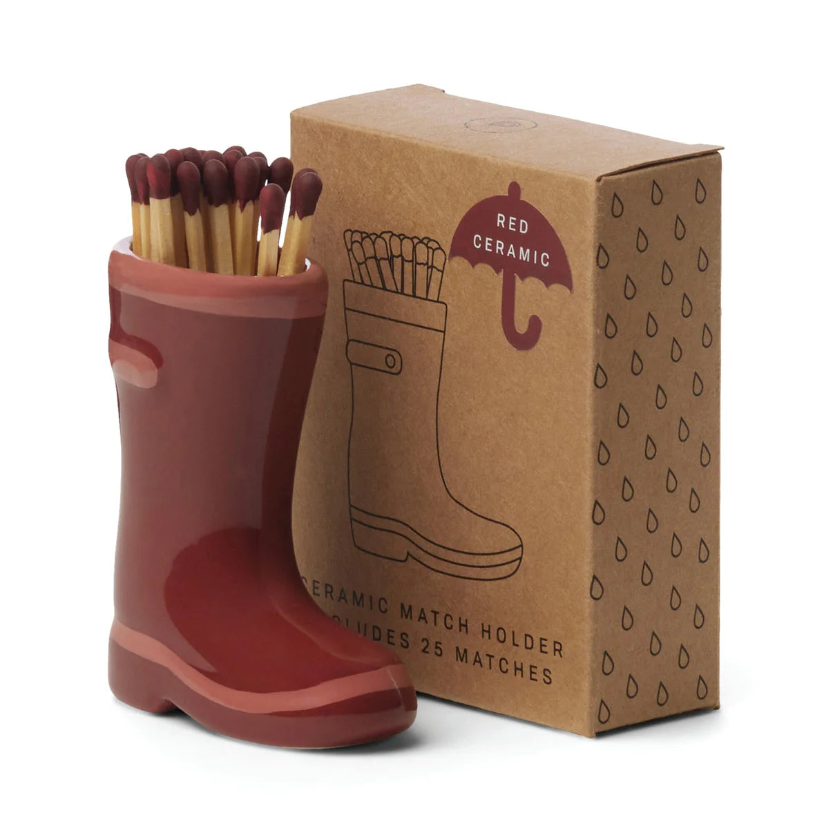 Wellington Boot Match Holder in Dark Red