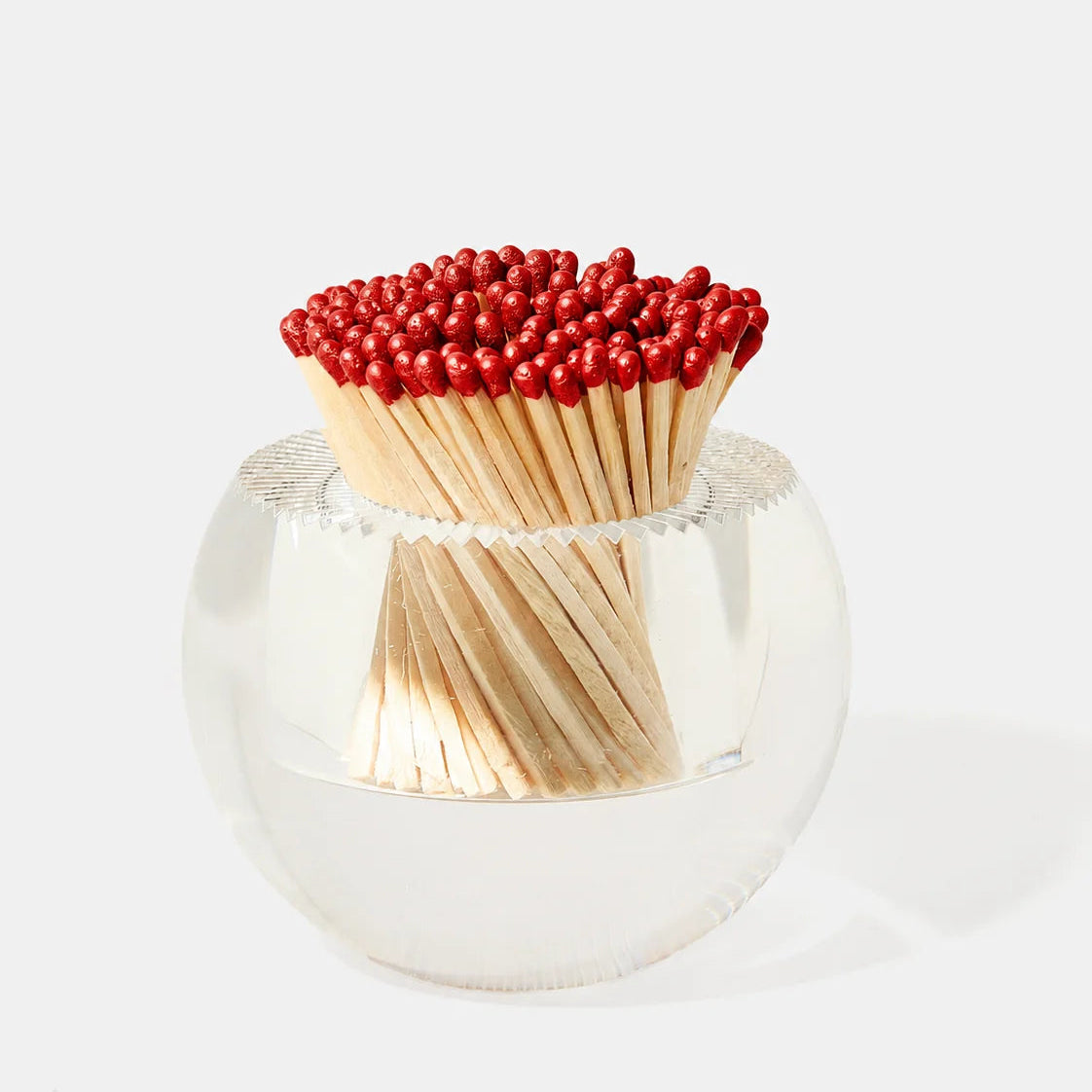 Round Acrylic Match Striker with Red Metallic Matches