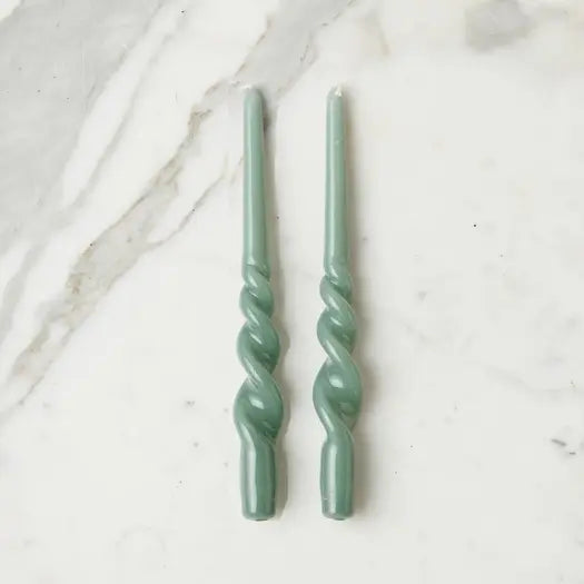 Pair of Lacquered Tall Twisted Taper Candles