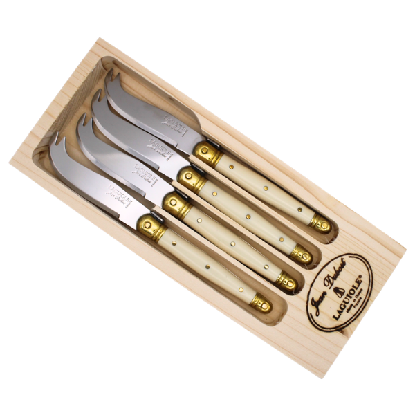 Jean Dubost Ivory & Brass Cheese Knives Set of 4