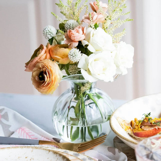 Vietri Hibiscus Glass Clear Bud Vase
