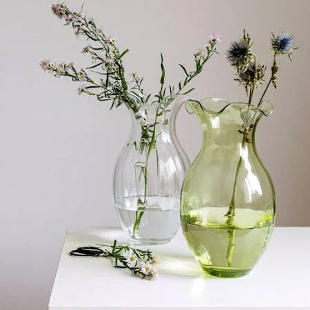 Vietri Vertical Small Green Fluted Hibiscus Vase