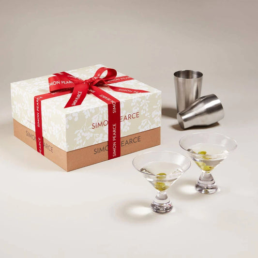 Simon Pearce Westport Martini Glass & Shaker Gift Set