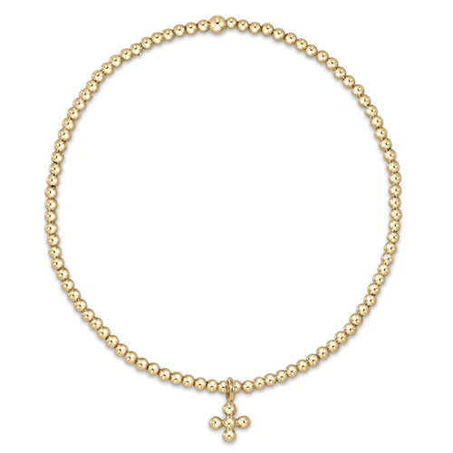 enewton Classic Gold 2mm Bead Bracelet Classic Beaded Signature Cross Small Gold Charm