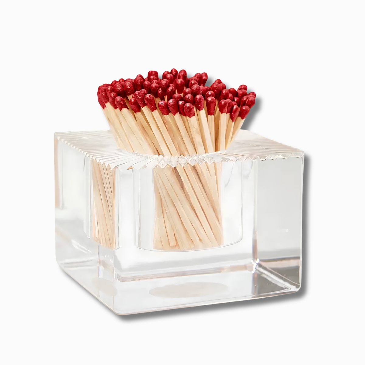 Square Acrylic Match Striker with Red Metallic Matches