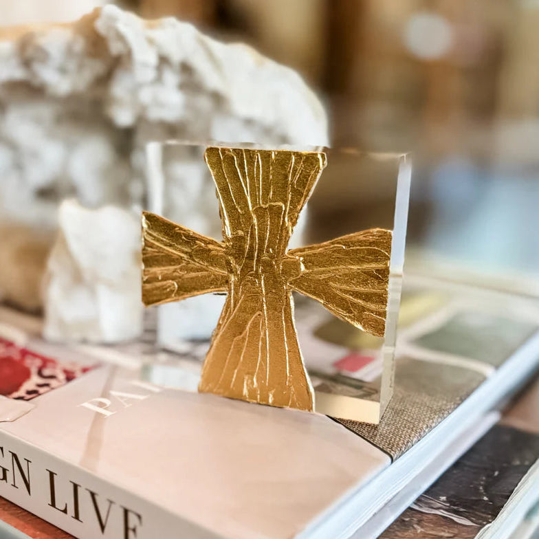 3 x 3 Wide Painted Cross Acrylic Block