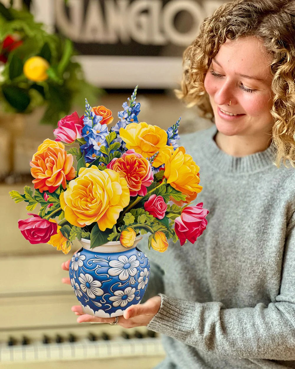 FreshCut Paper Sorbet Roses Pop Up Bouquet