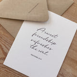 'Sweet Friendship' Letterpress Flat Note Card