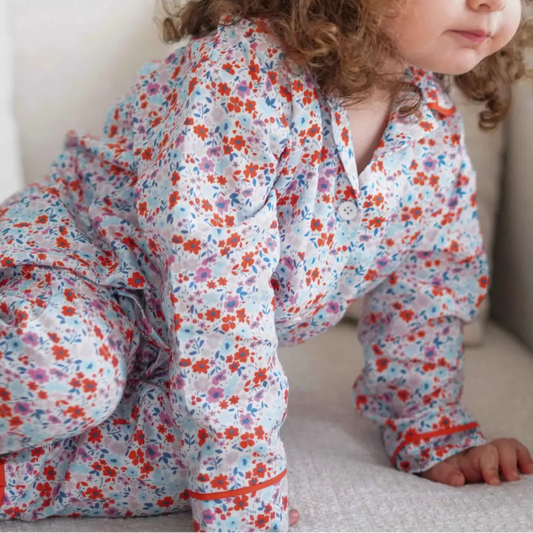 Pajama Set, Tiny Flowers Red | Atelier Babbi