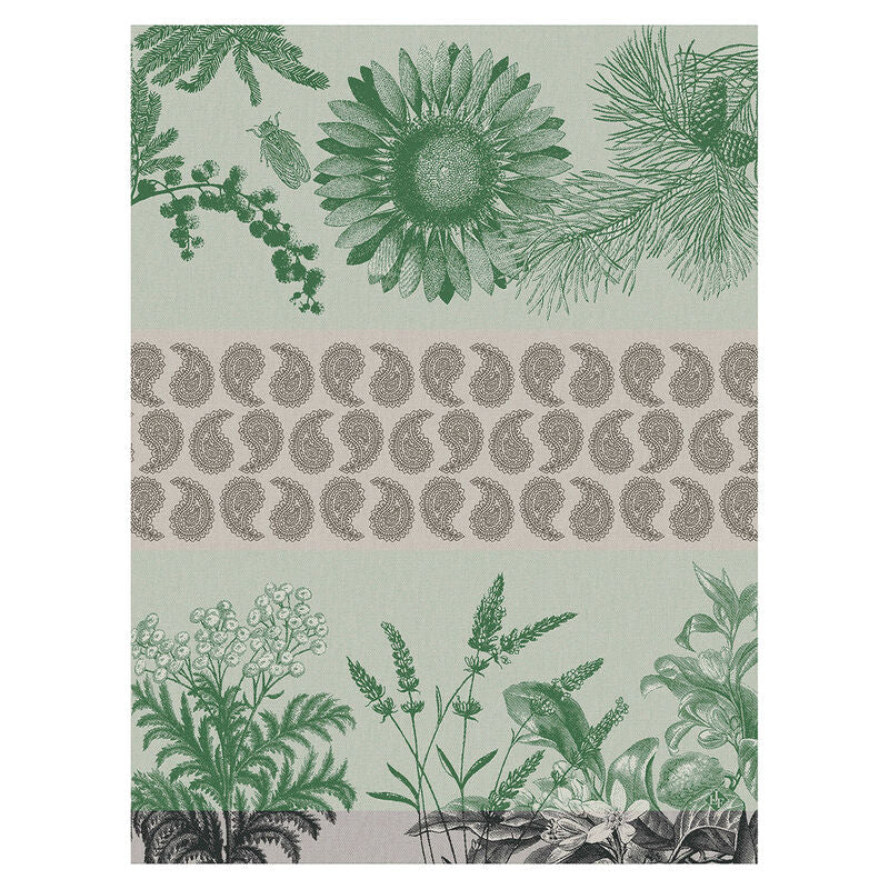 Le Jacquard Francais Soleil Au Jardin Green Tea Towel