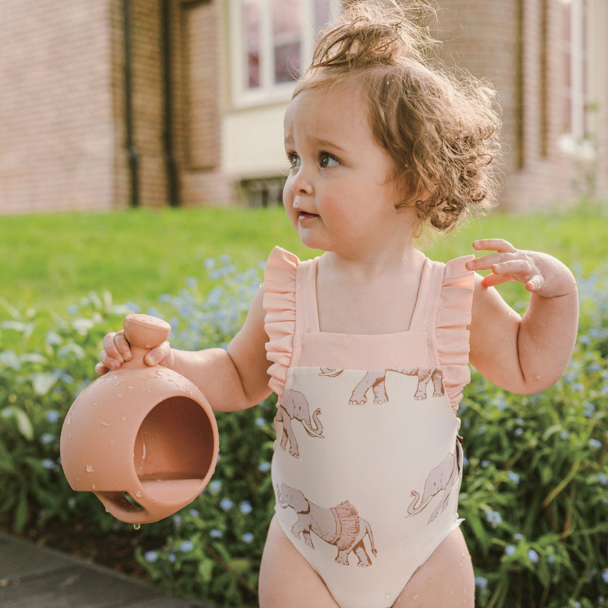 Tutu Elephant Ruffle Square Neck Swimsuit, 2-3T - Milkbarn