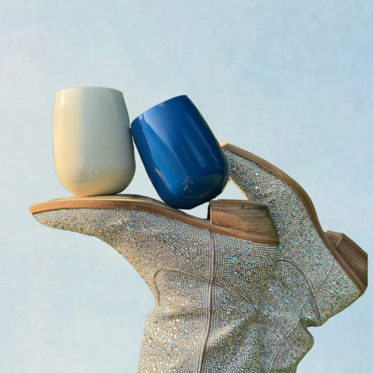 White Acrylic Stemless Wine Glass