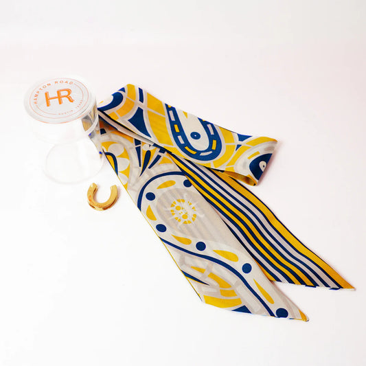 Yellow Gold and Navy Paisley Twilly