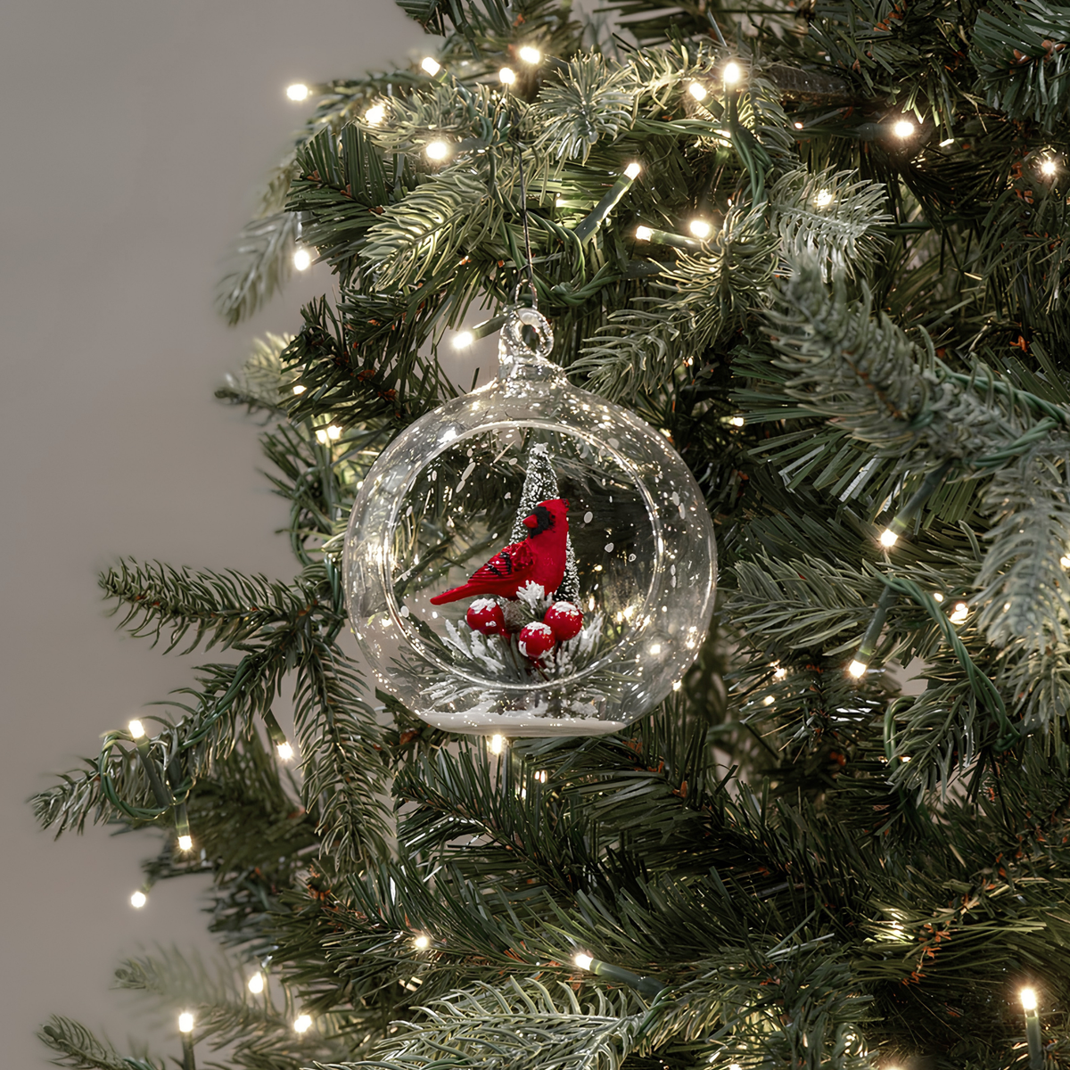 Cardinal in Open Globe Ornament