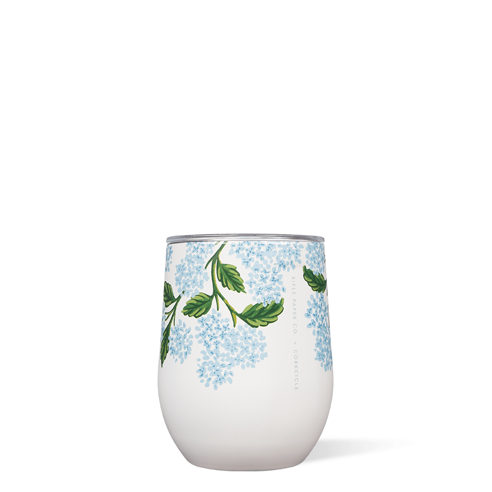 Corkcicle Rifle Paper Co. Stemless - Gloss Cream Hydrangea
