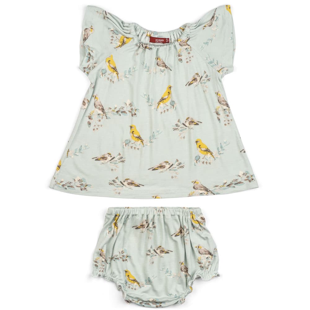 Milkbarn Blue Bird Dress & Bloomer Set 12-18 Month