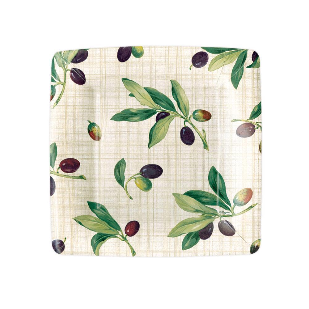 Olive Grove Square Paper Salad & Dessert Plates in Natural