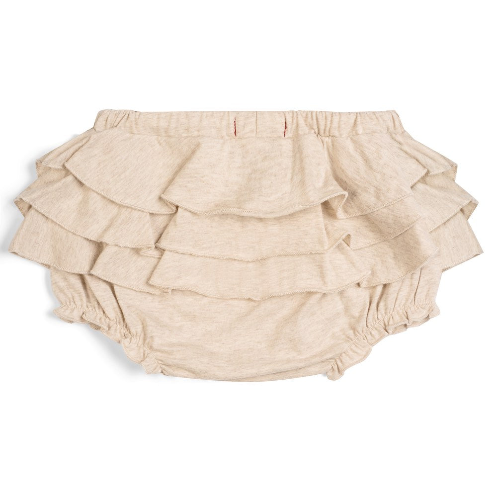 Milkbarn Ruffle Bloomer - Heathered Oatmeal - 3-6 mo
