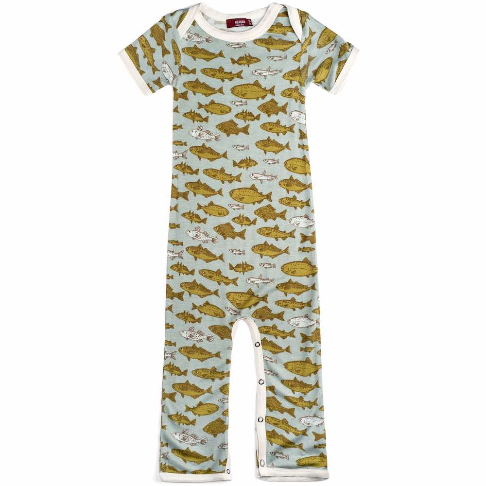 Milkbarn Romper - Blue Fish (Bamboo) 6-12M