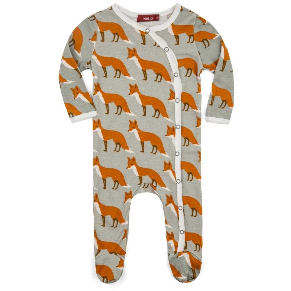 Milkbarn Footed Romper - Orange Fox