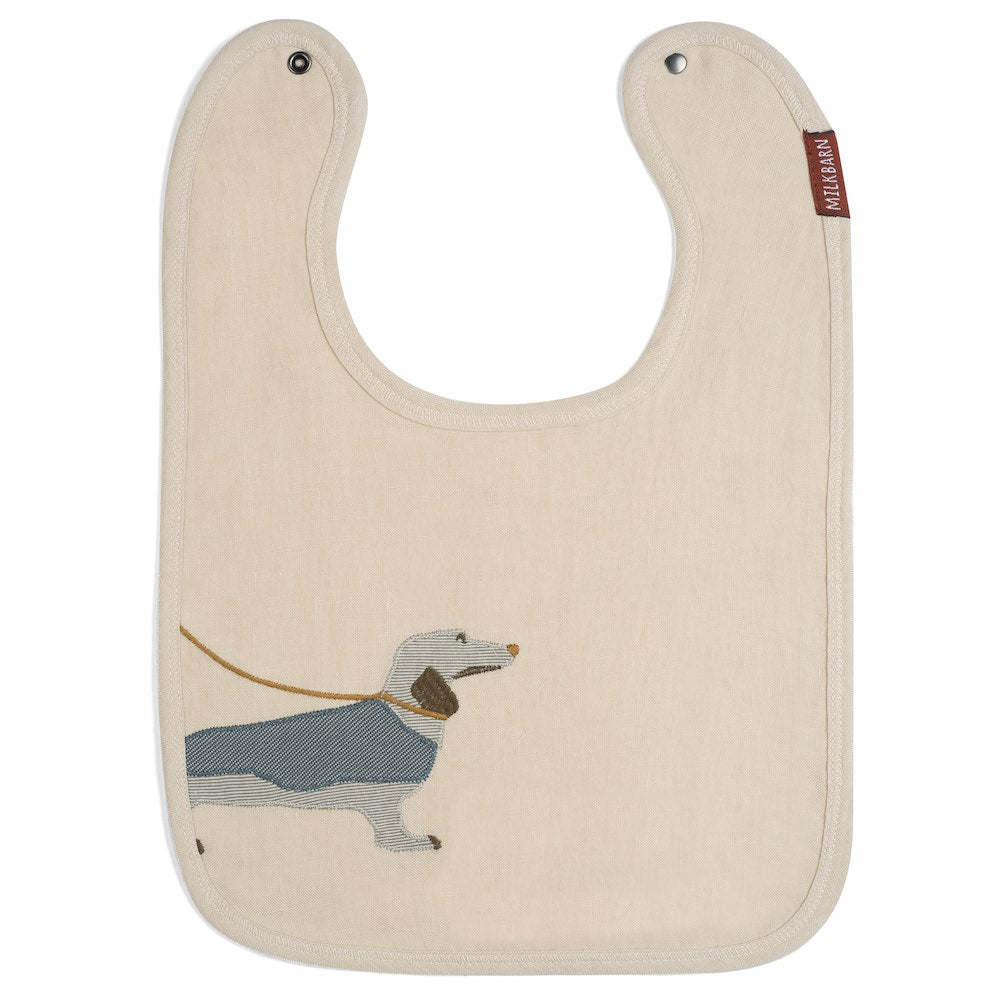 Milkbarn Appliqué Linen Bib - Dog