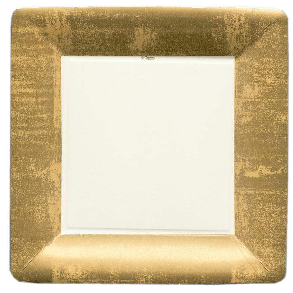 Gold Leaf Ivory Square Dinner Plates