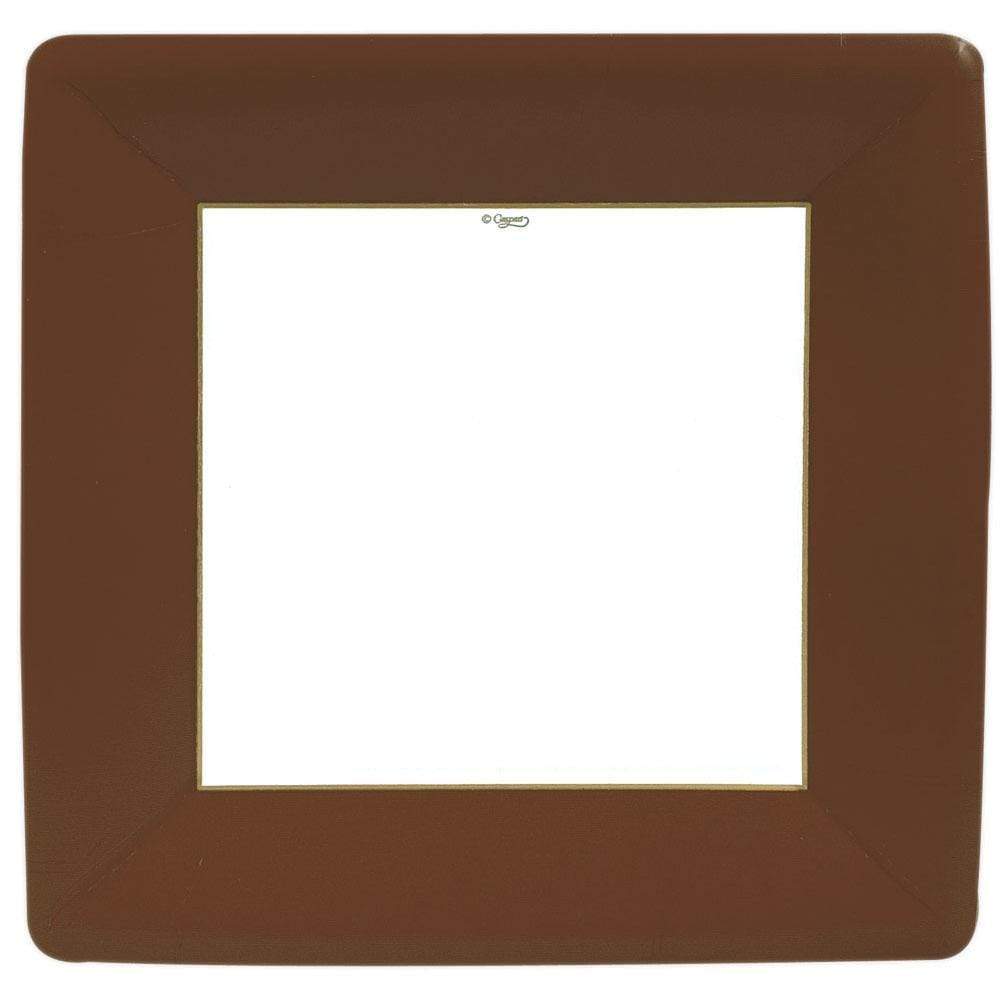Grosgrain Square Paper Dinner Plates Brown
