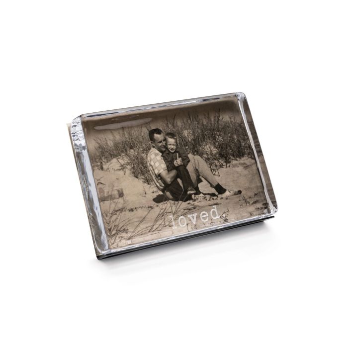 Simon Pearce "Loved" Engraved Horizontal Photo Block, 4" x 6"