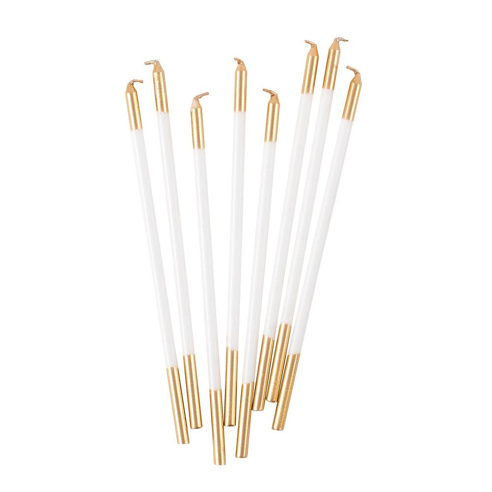 Slim Birthday Candles White and Gold