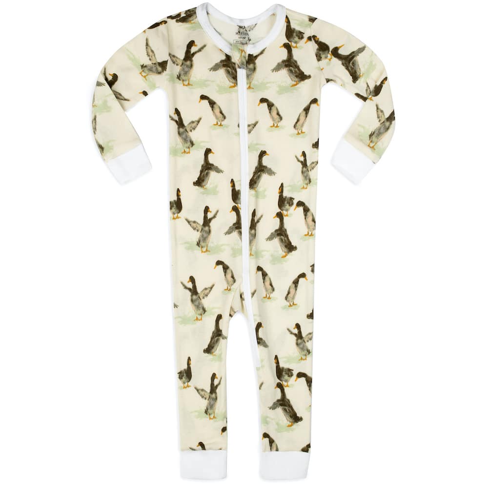 9-12M Duck Organic Zipper Pajama Milkbarn