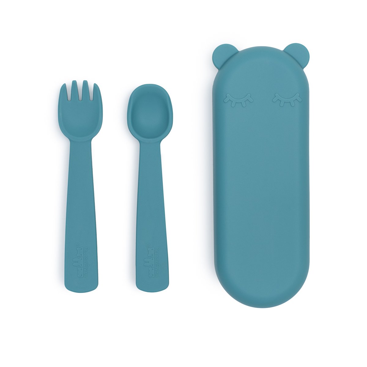 Baby Silicone Feedie Fork & Spoon Set Blue Dusk
