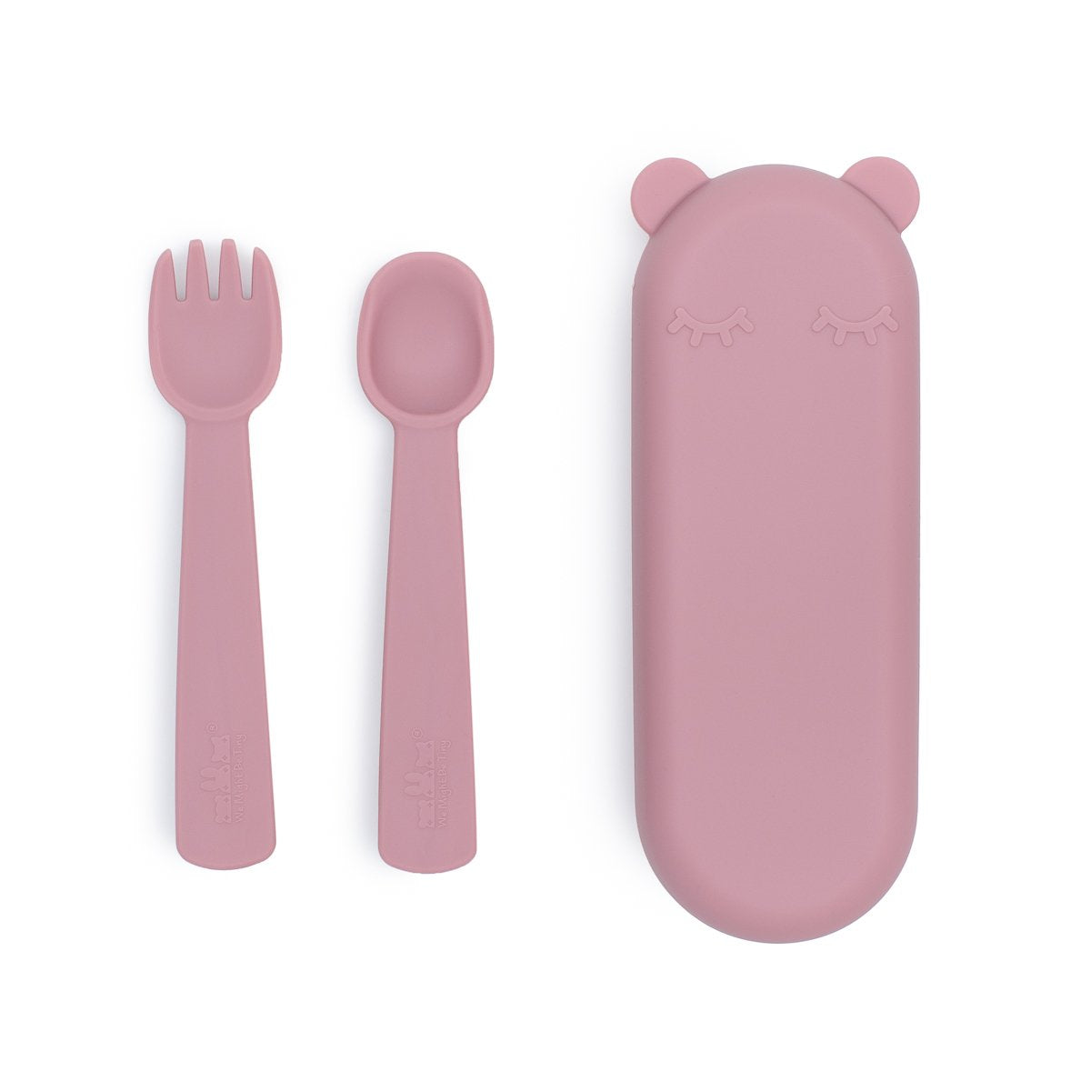 Baby Silicone Feedie Fork & Spoon Set Dusty Rose