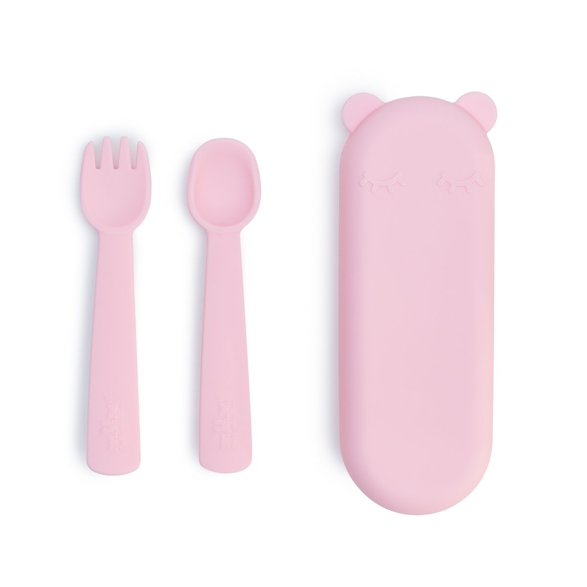 Baby Silicone Feedie Fork & Spoon Set Powder Pink