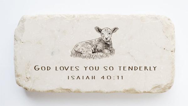 Isaiah 40:11, Lamb Half Block - Twelve Stone Art