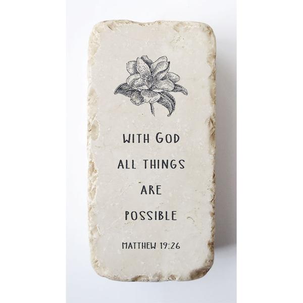 Twelve Stone Art Half Block (Matthew 19:26) Vertical