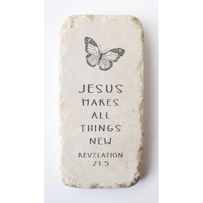 Revelation 21:5 in Butterfly Vertical Half Block, Twelve Stone Art