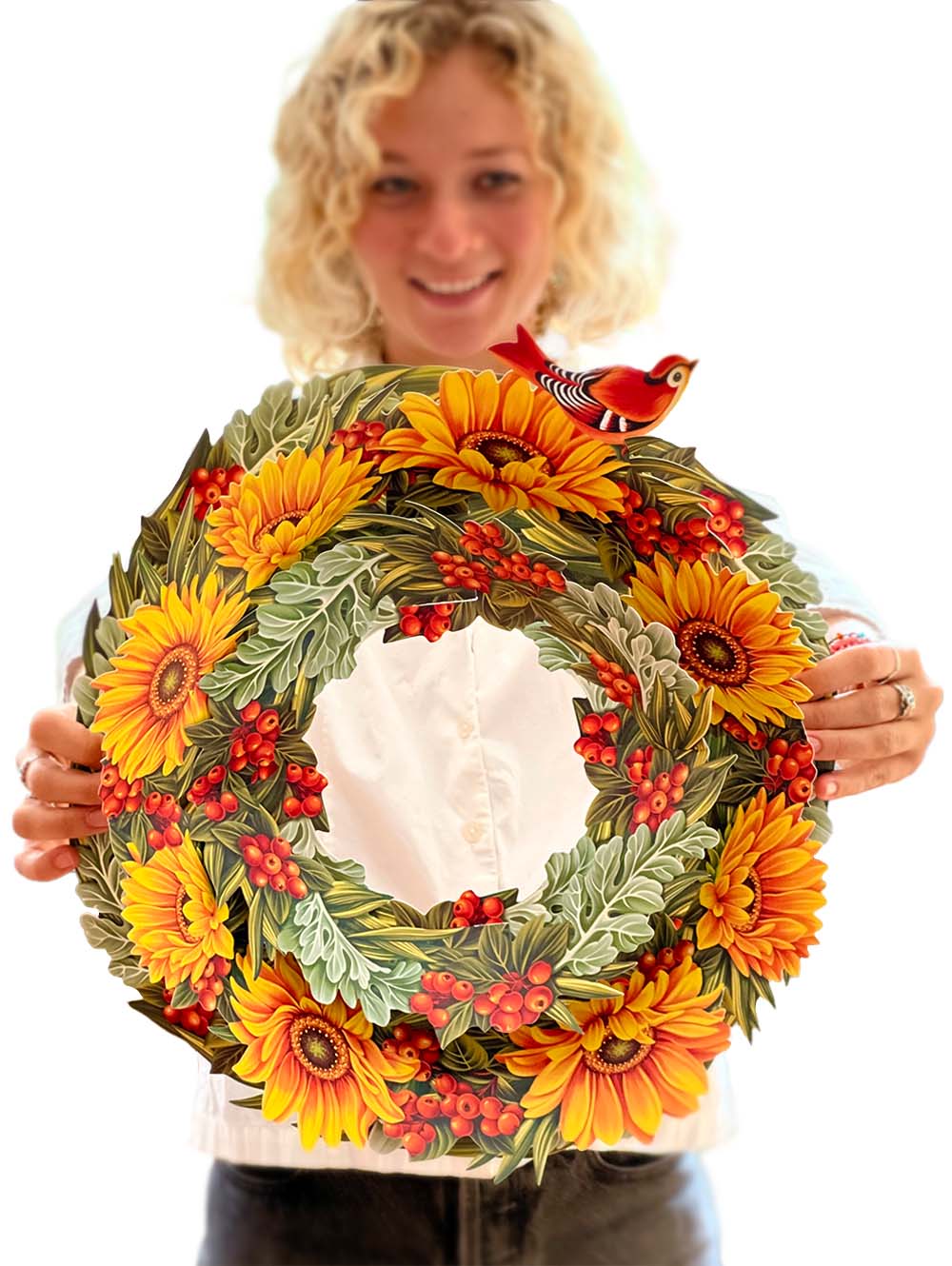 Fresh Cut Paper Harvest Wreath Pop Up Greeting Card