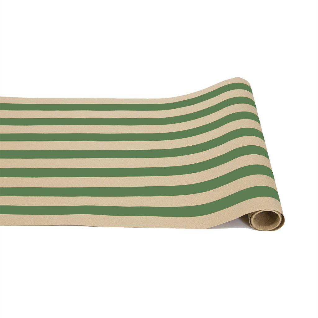 Kraft Green Classic Stripe Paper Table Runner
