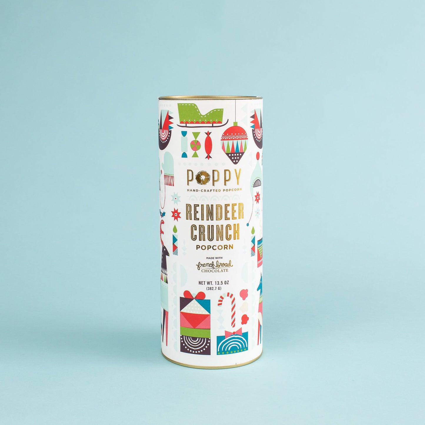 Reindeer Crunch Poppy Handcrafted Popcorn Cylinder
