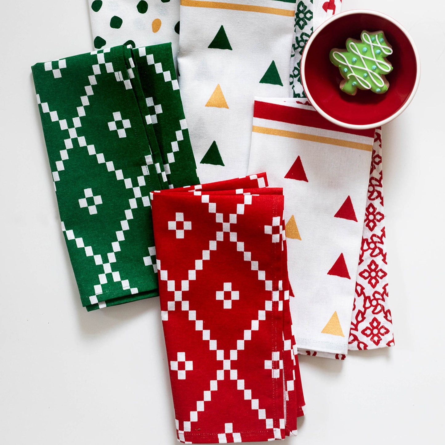 Vietri Bohemian Linens Holiday Green Napkins