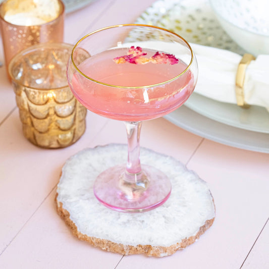 Vietri Rainbow Pink Coupe Champagne Glass