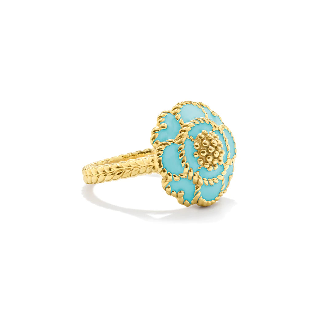 Capucine De Wulf Capucine Enamel Blossom Ring in Turquoise, Size 8