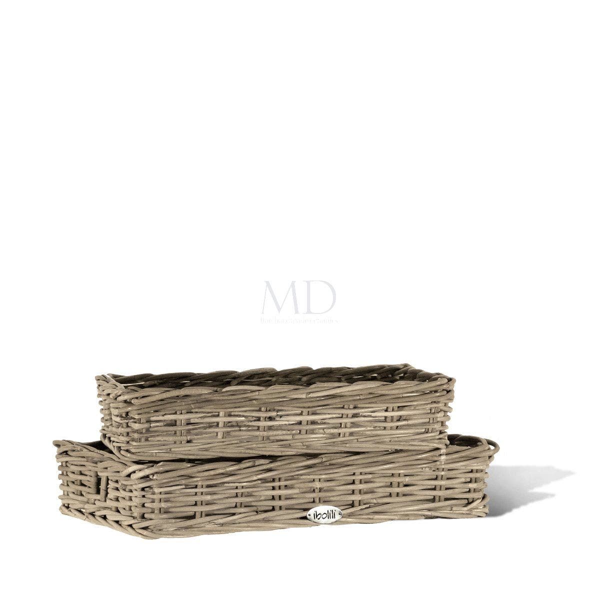 Montes Doggett French Gray Rattan Tray Large