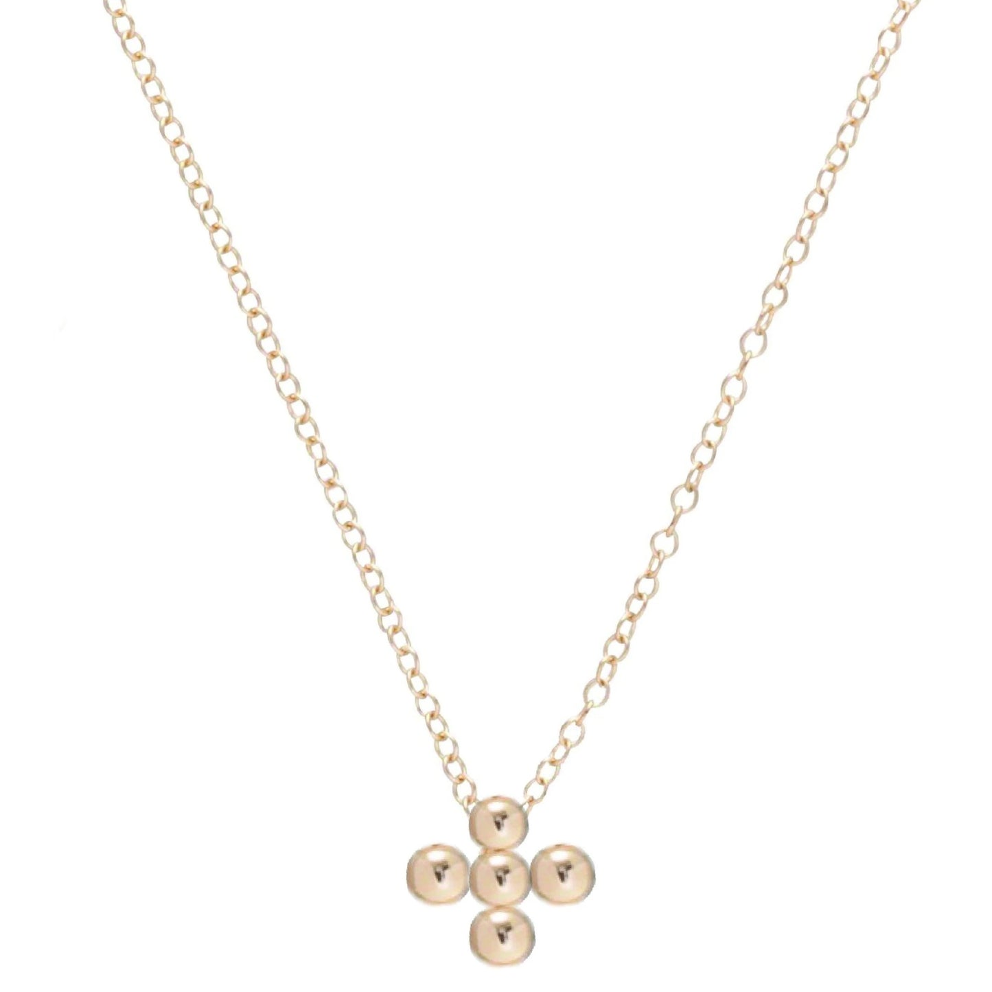 enewton 16" Necklace Gold - Classic Beaded Signature Cross Gold - 3mm Bead Gold