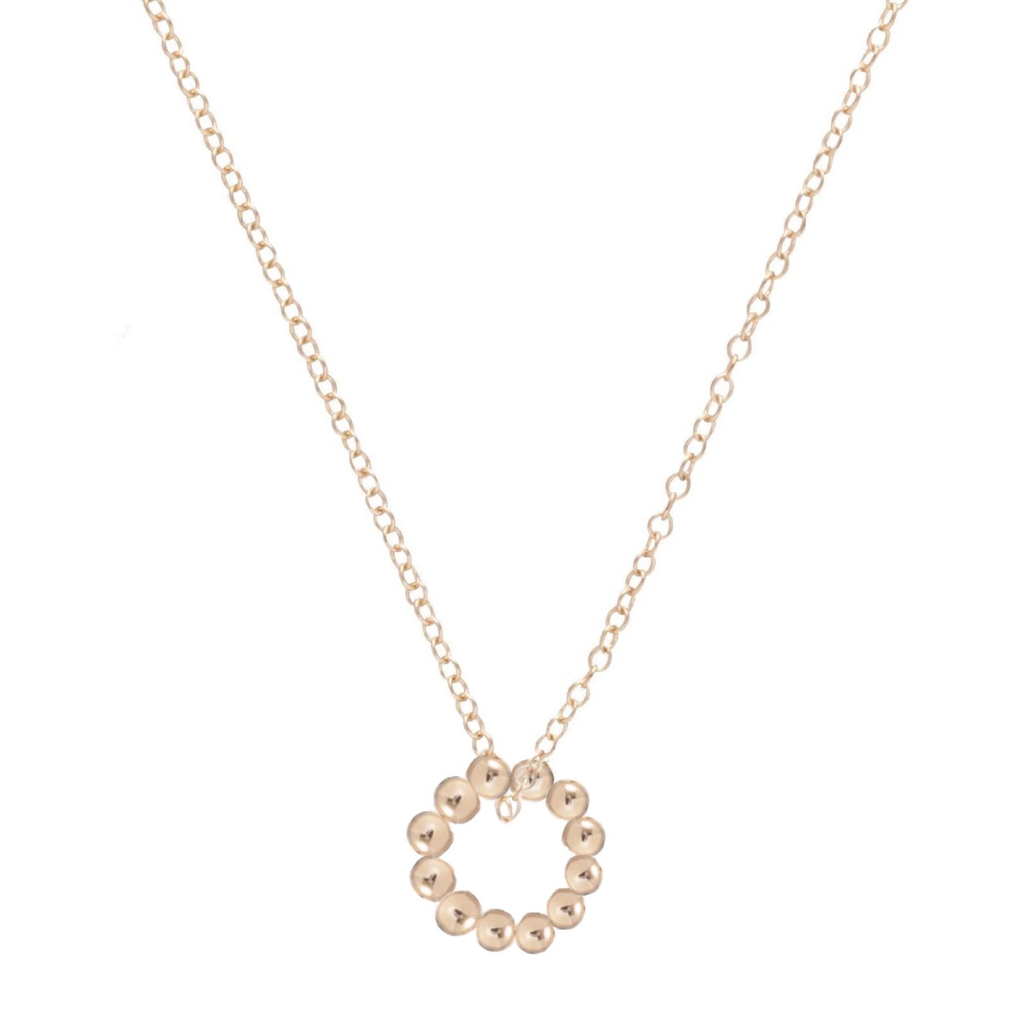 enewton 16" Necklace Gold - Classic Beaded Halo Gold Charm - 2mm Bead Gold