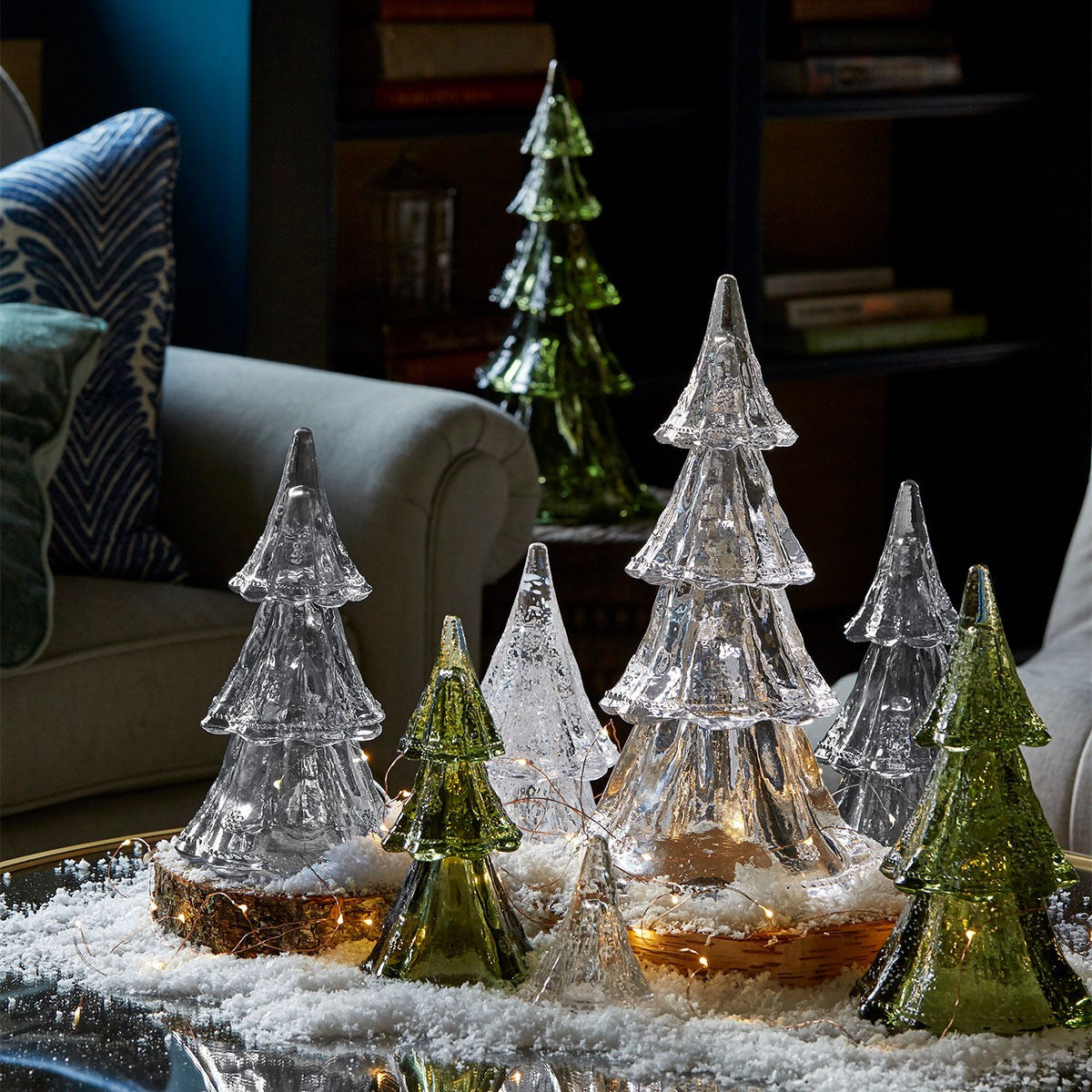 Berry & Thread 10.5" 3pc Stacking Glass Tree in Clear with Snow - Juliska