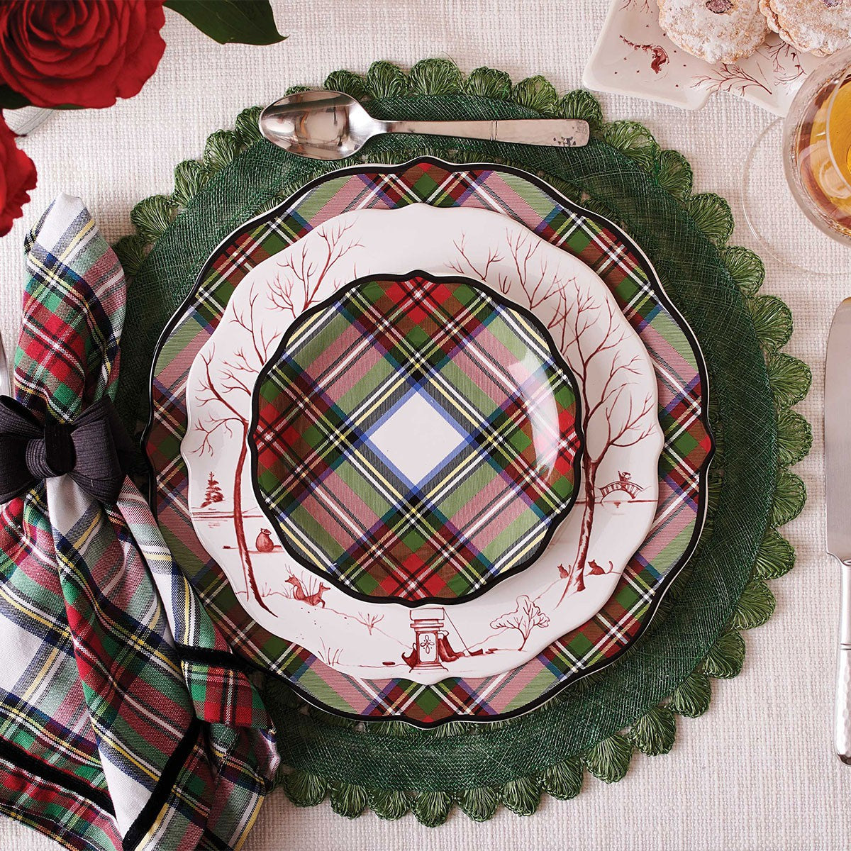 Stewart Tartan Cocktail Plates, Set of 4 - Juliska